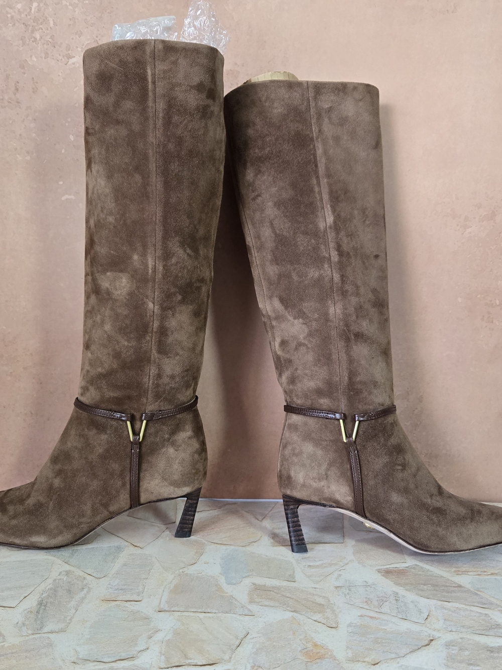 Veronica Beard Kenzie Dark Brown Suede Knee High Heeled Boot - Picture 4 of 8